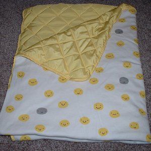 Baby GAP Smiley Face Yellow Infant Blanket RARE